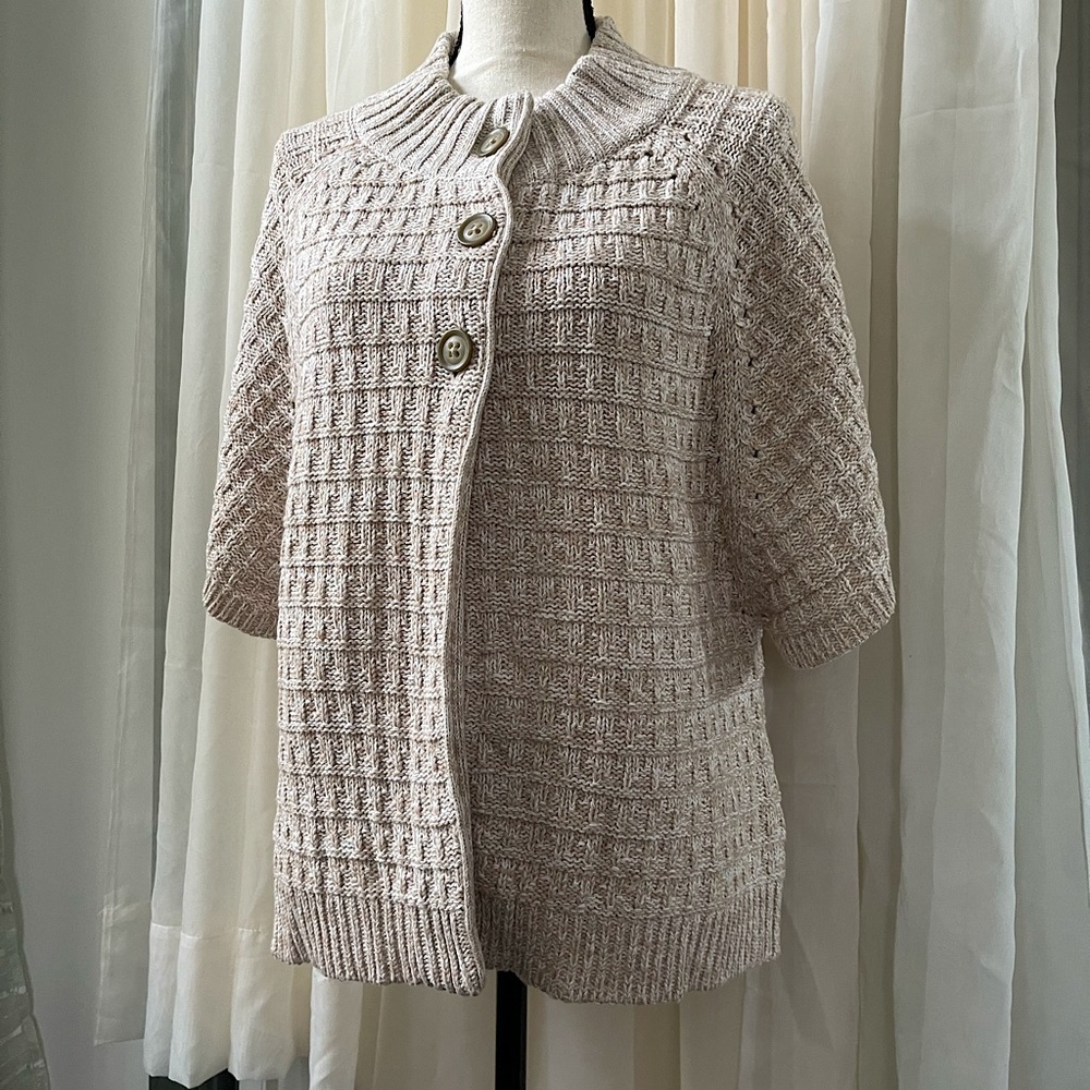 NWT Sonoma Misses Neutral Knit Button Up Cape